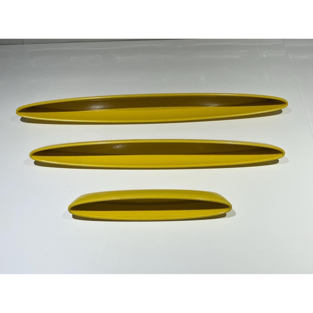 MCM Olive Boat Tray Melamine Melmac Yellow Set of 3 - Picture 4 of 15